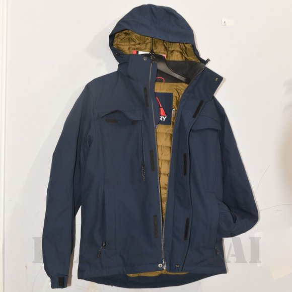 BLUE COAL NWT Gerry Men's Nimbus Tech Jacket Nocturne Detachable Hooded - Picture 10 of 15